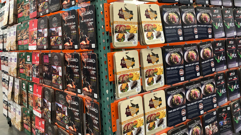 Gift card display at Costco warehouse
