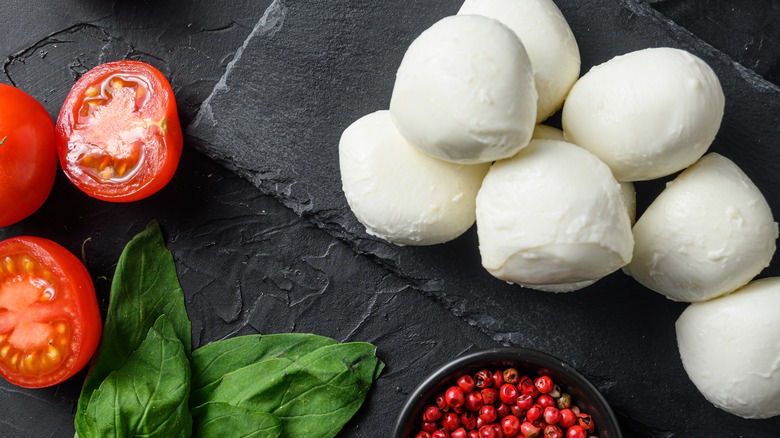 mozzarella on black slate