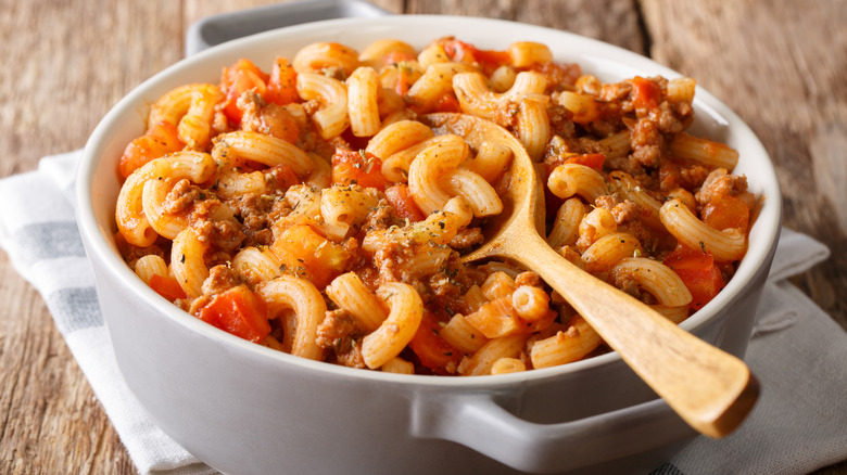 American goulash in a bowl