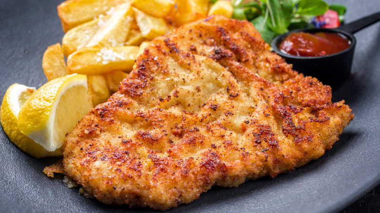 wiener schnitzel and potatoes