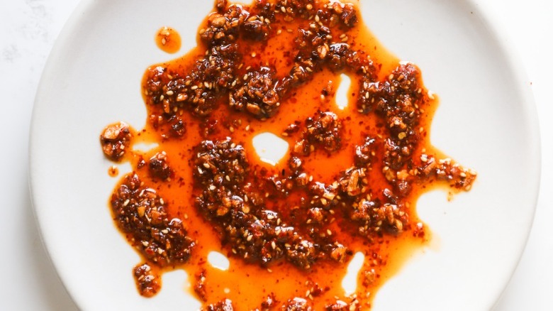 Plate with chili crisp