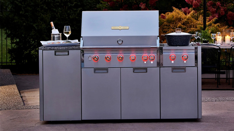 Crown Verity's modular grill outside