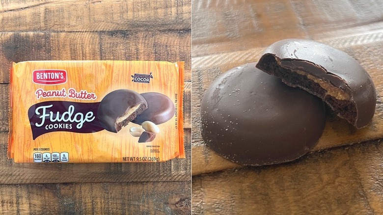 Benton's Peanut Butter Fudge cookie box and two cookies