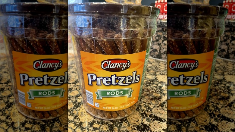 A tub of Aldi's Clancy's Pretzel Rods