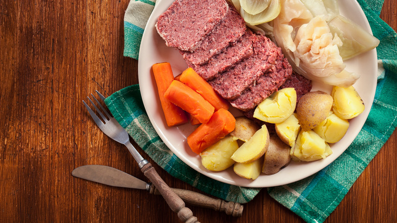 Plate of boiled dinner