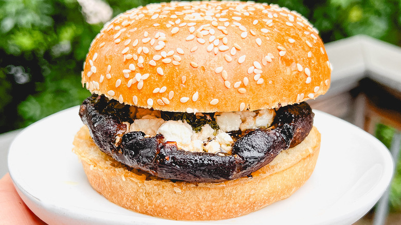 cooked mushroom on hamburger bun