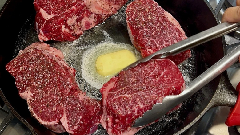 Sam's Club steaks cooked with butter in pan