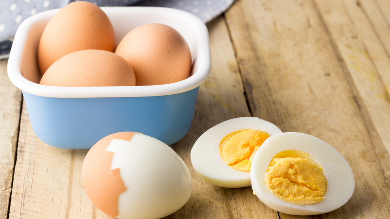Hard-boiled eggs whole, chopped 