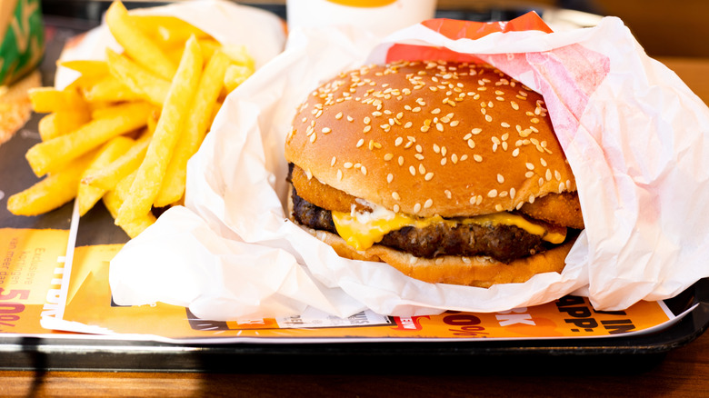 Burger King meal displayed on a tray