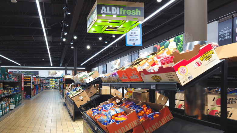 The produce department at an Aldi's store