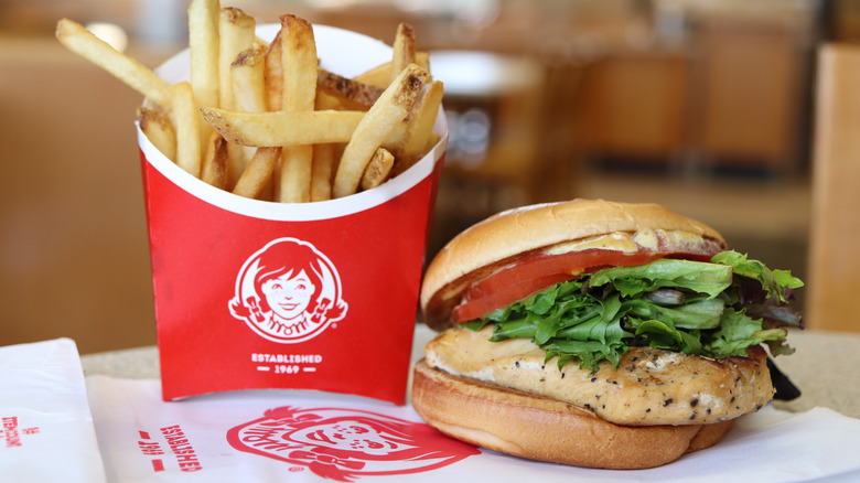Wendy's chicken sandwich and fries