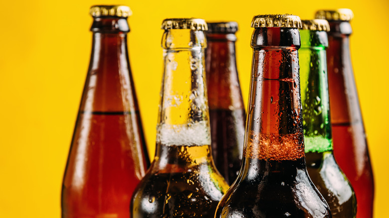different color bottles of beer