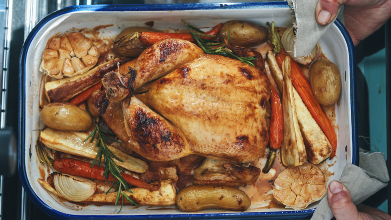 roast chicken with root vegetables