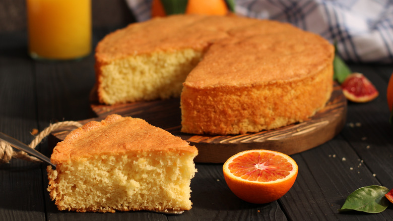 a cake and a slice of cake