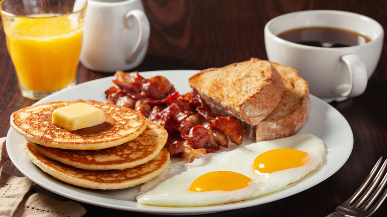 plate with assorted breakfast foods
