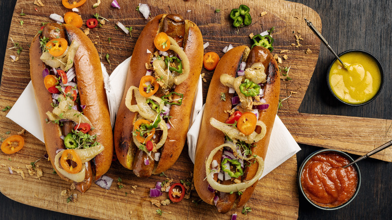3 gourmet hot dogs