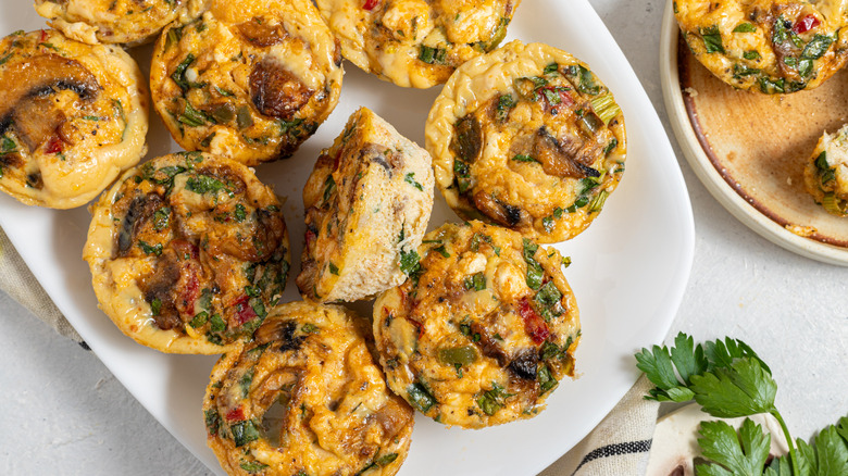 Mushroom Egg Bites on a plate.