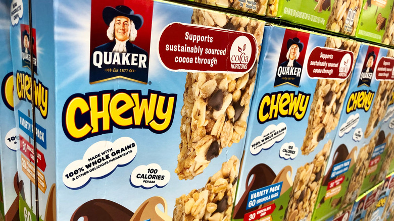 Stacked Quaker Chewy granola bar variety packs
