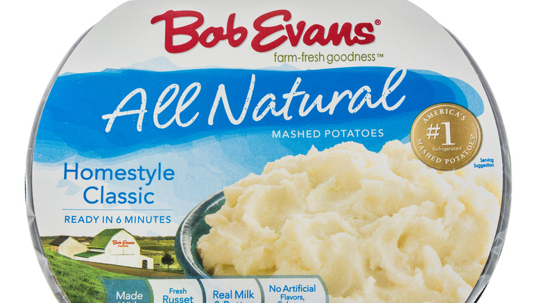 Package of Bob Evans mashed potatoes