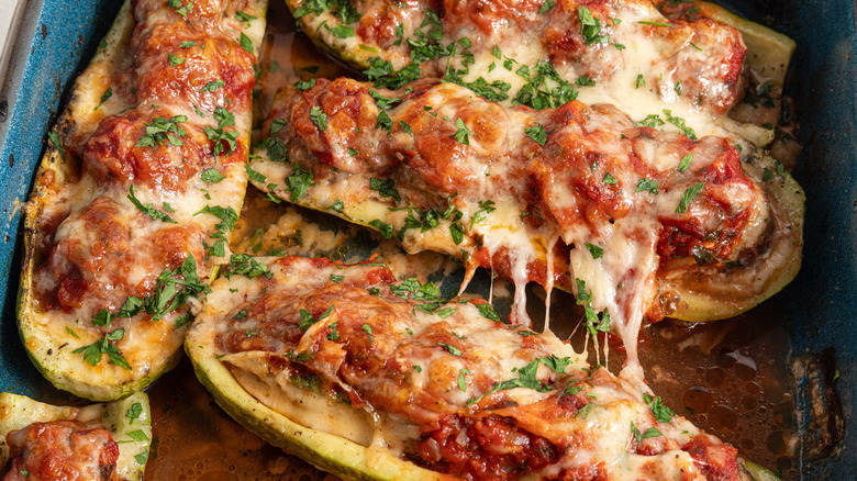 zucchini with meatballs and marinara
