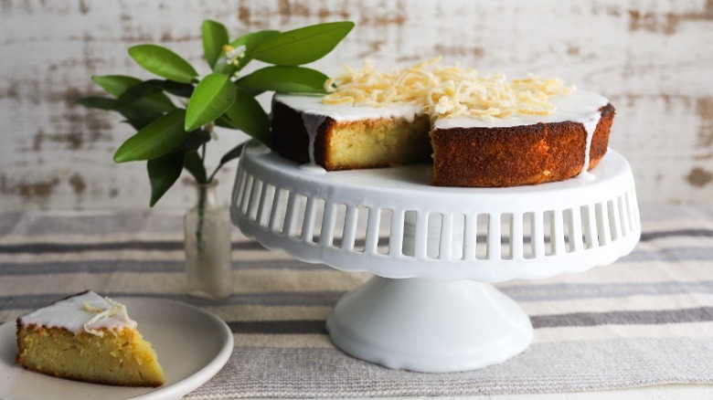 Sliced lemon olive oil cake