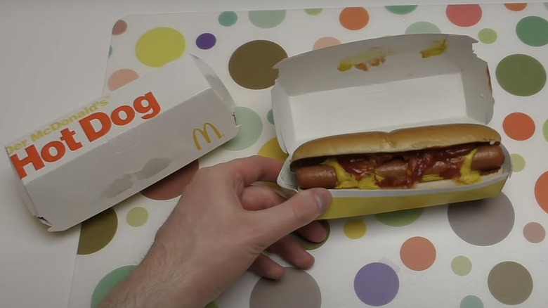 The German version of the McDonald's hot dog in a closed container and one in an open container