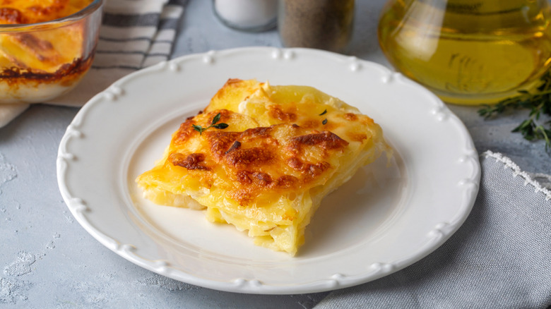 potato gratin served on plate