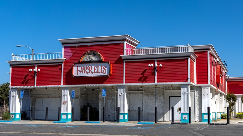 Farrell's Ice Cream Parlour storefront with windows boarded up