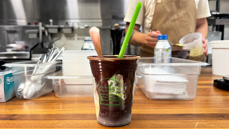 Empty Shake Shack Dubai Chocolate Pistachio Shake