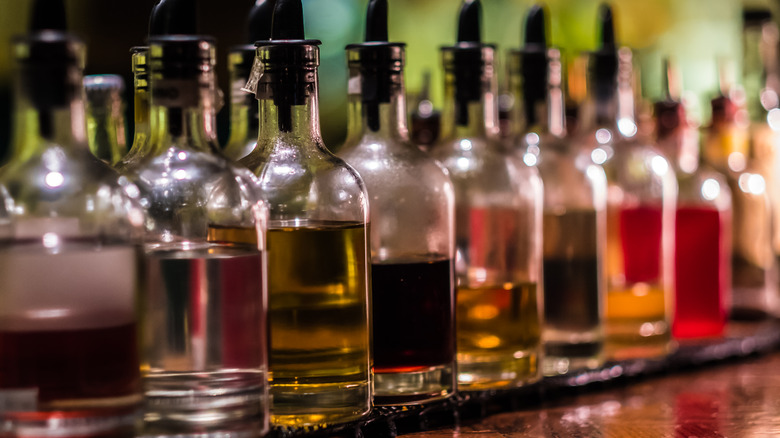 different colored syrups