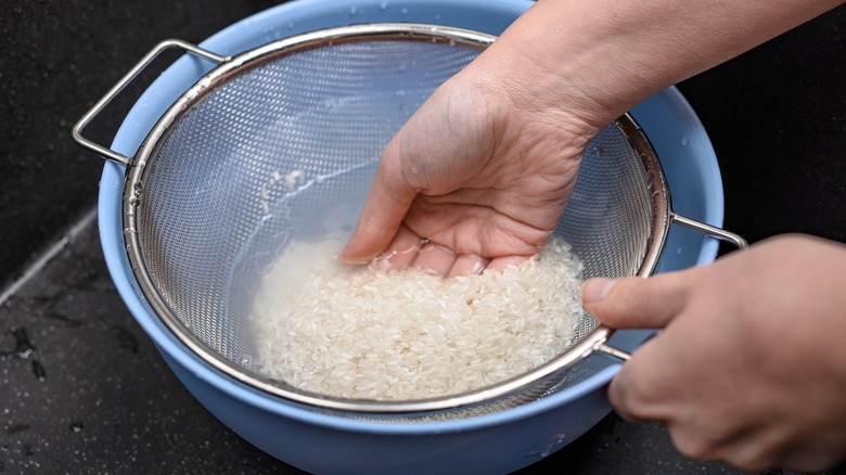 Washing a portion of rice