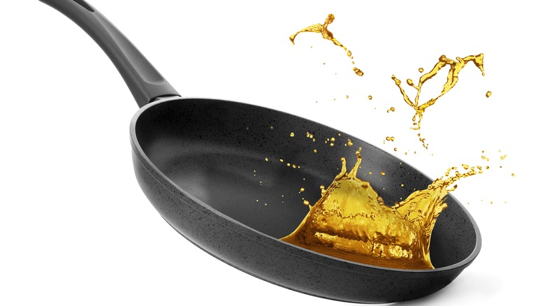 oil splashing in a pan