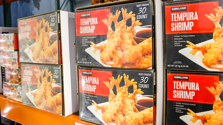 Kirkland brand tempura shrimp in a Costco location