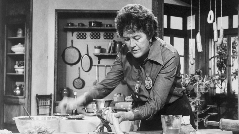 Julia Child working in the kitchen