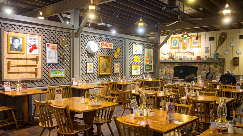 Interior of a Cracker Barrel store and restaurant
