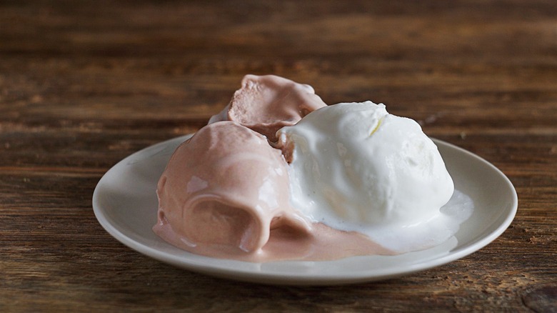 Thawing scoops of ice cream