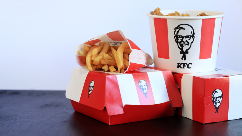 Various KFC food items on a table