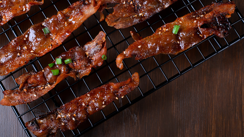 bacon covered in a maple glaze
