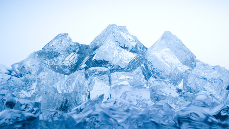 A pile of ice cubes