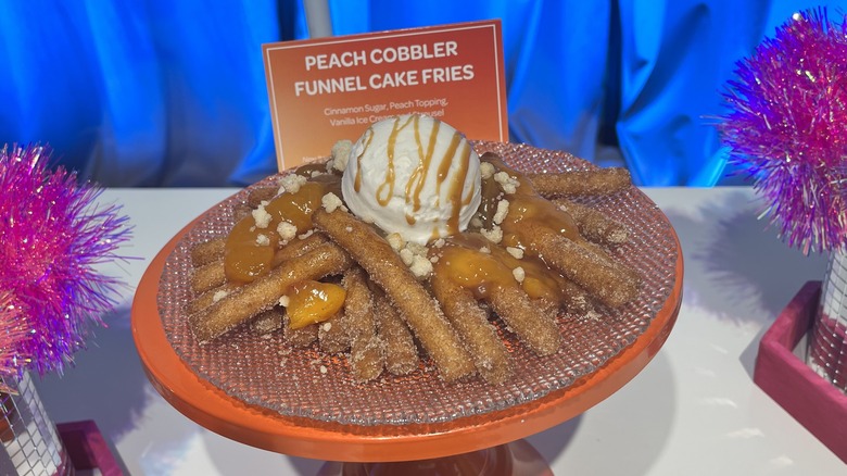 peach funnel cake fries vanilla ice cream