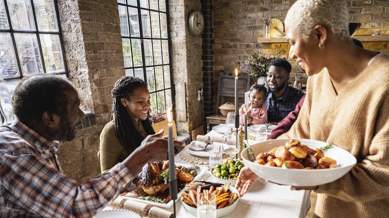 family dinner at elegant table