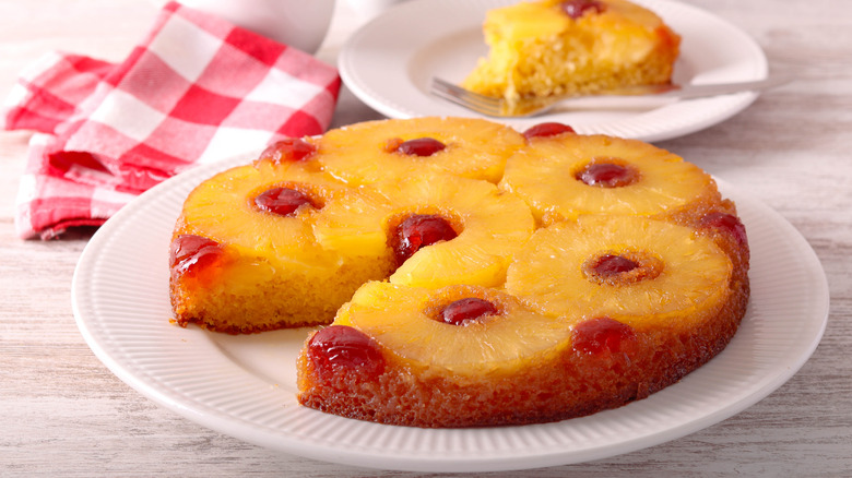a pineapple upside down cake on a plate