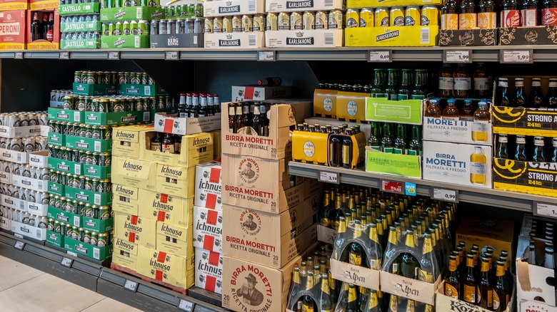 Alcohol aisle at Aldi